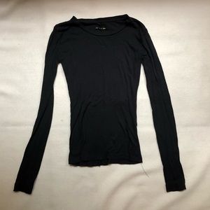 Rag and Bone Thin Ribbed Black Cotton Tee
